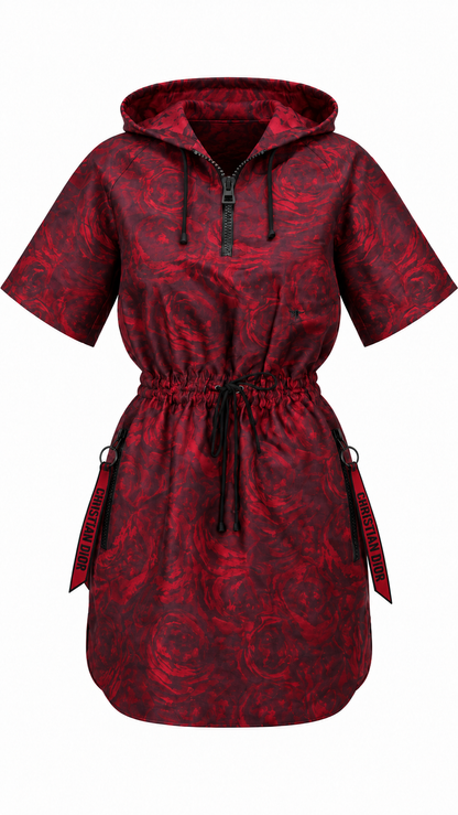 Dior Contrast Rose Print Bee Embroidered Dress
