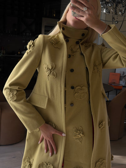 Valentino Limited Edition Avocado Floral Wool Coat