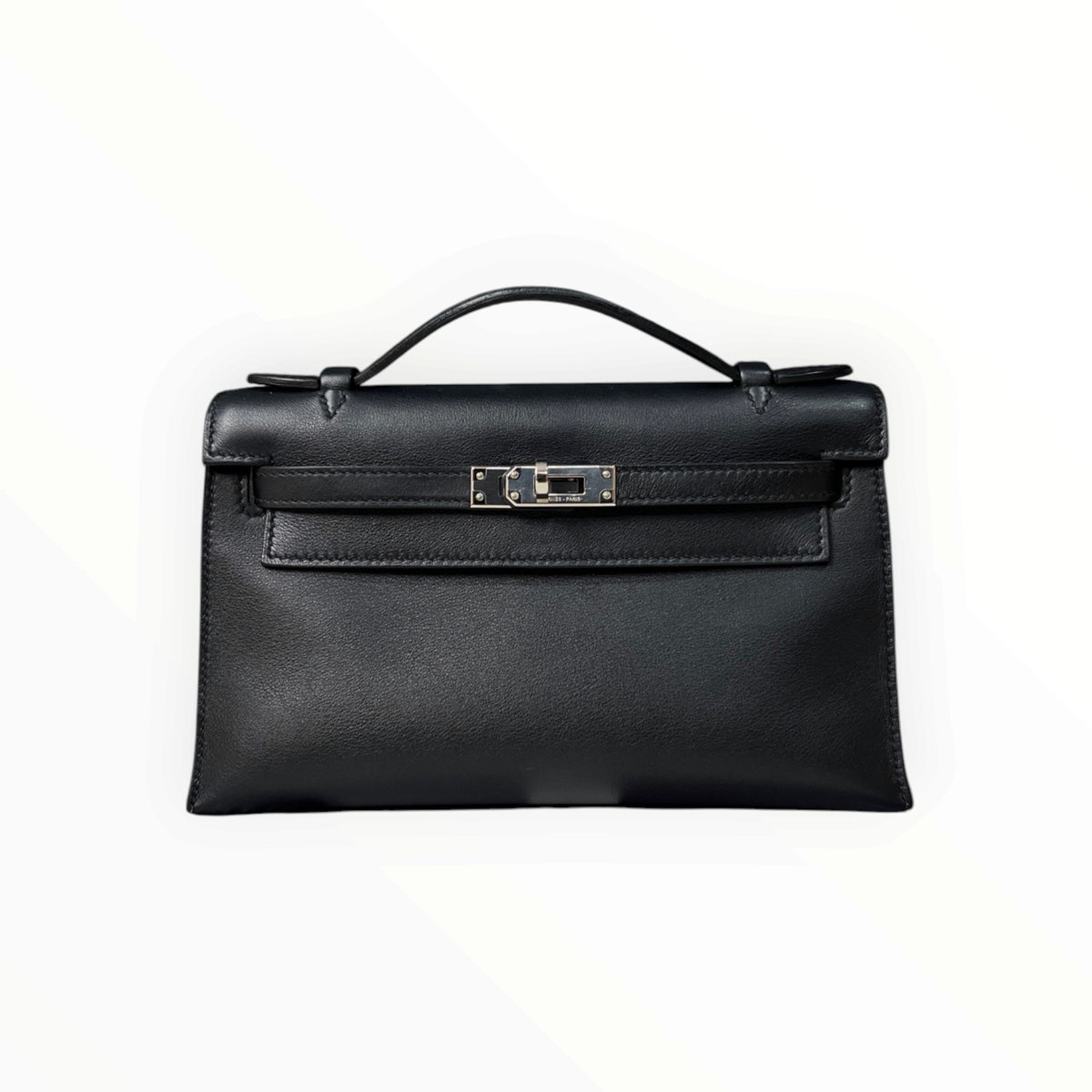 Hermès Mini Kelly I Black Leather, Silver Hardware, D Stamp
