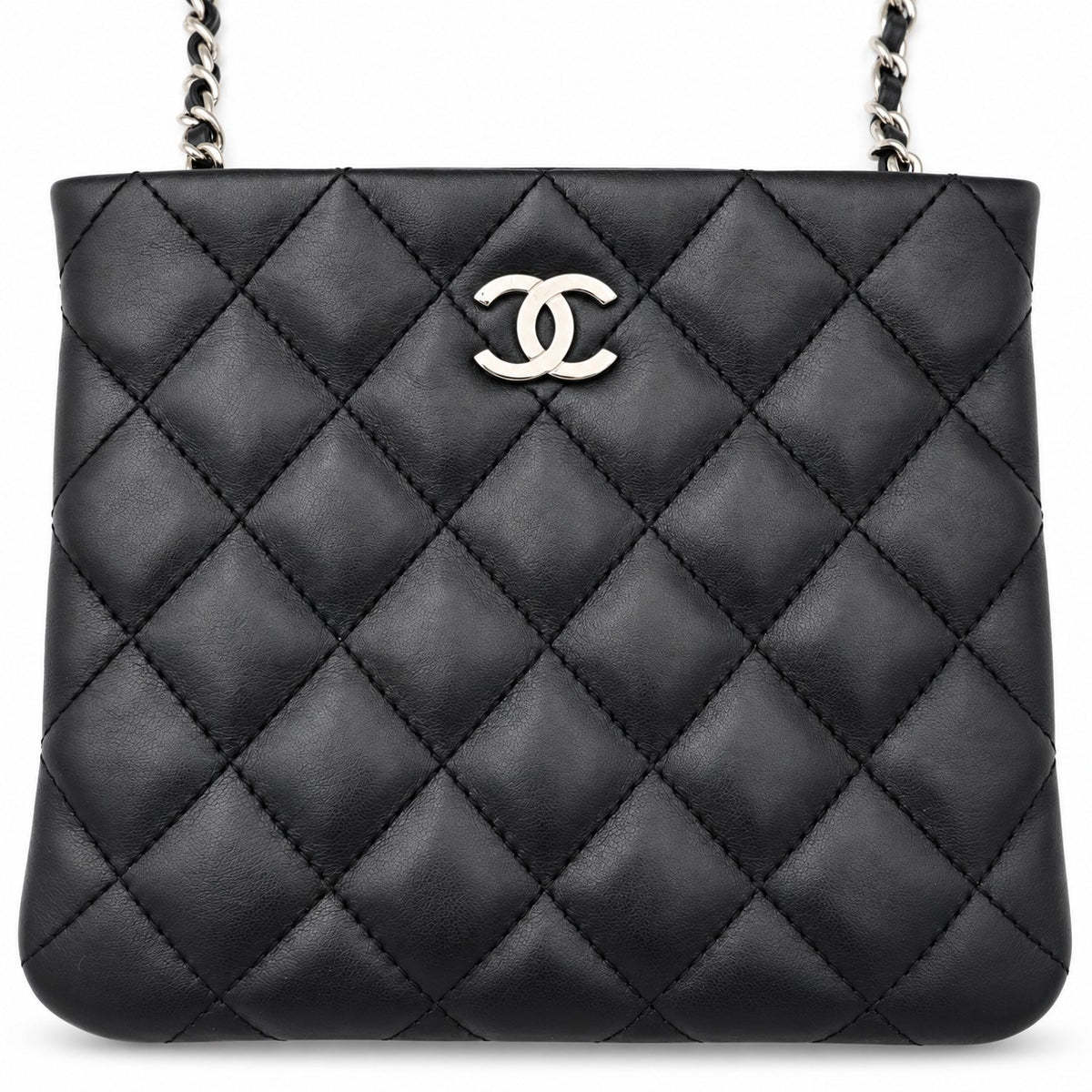 Chanel Quilted Leather Zip Pouch Black SHW