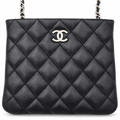 Chanel Quilted Leather Zip Pouch Black SHW