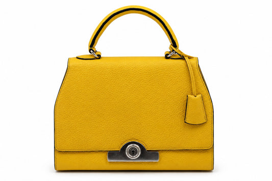 Moynat Structured Top Handle Bag Yellow