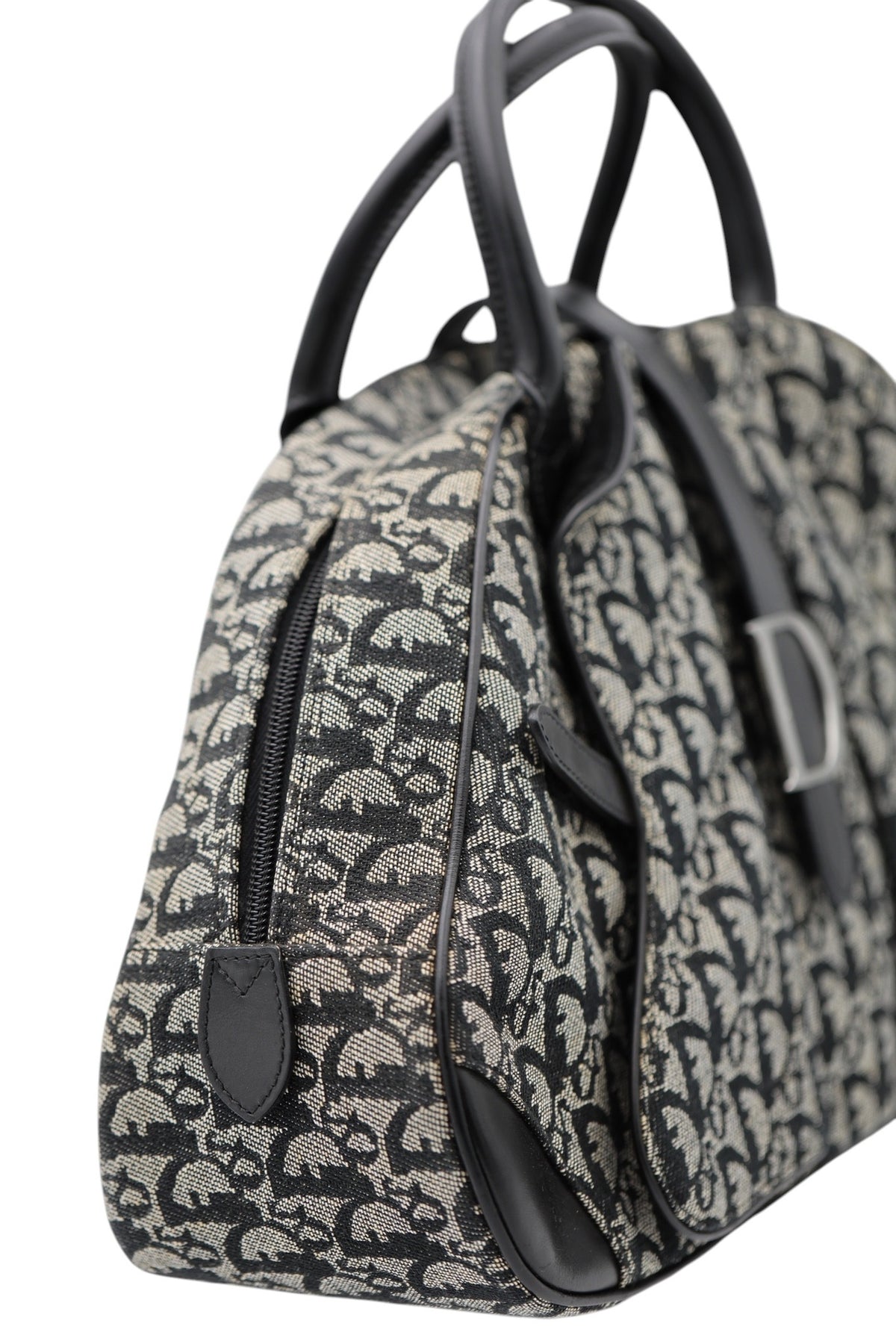Dior Diorissimo Canvas Frame Satchel Navy Beige SHW