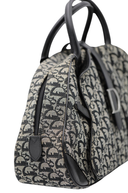 Dior Diorissimo Canvas Frame Satchel Navy Beige SHW