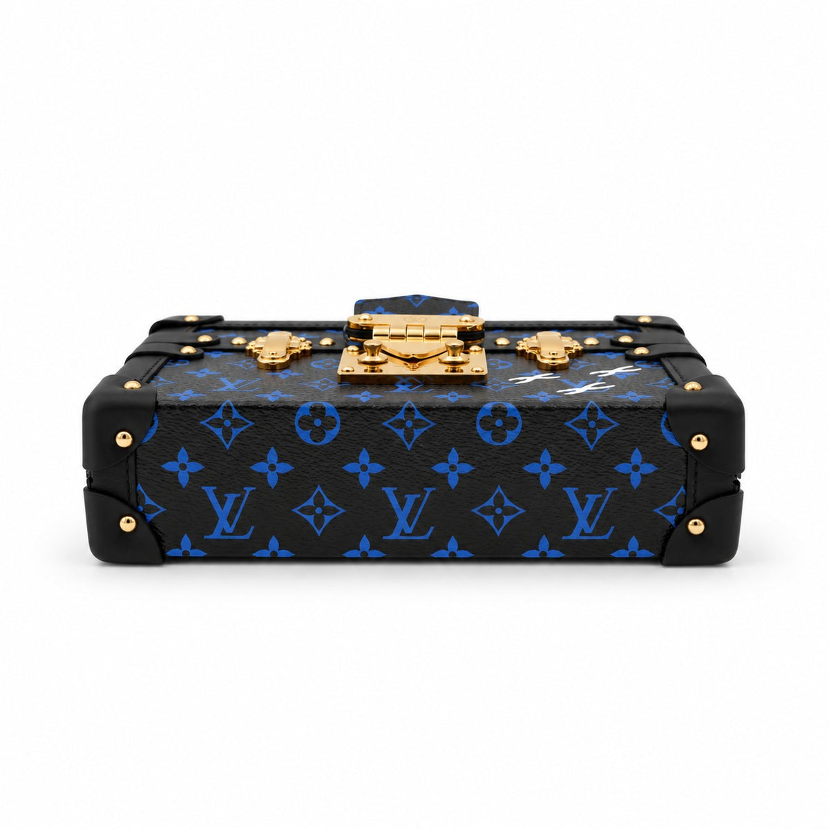 Louis Vuitton Monogram Canvas Petite Malle Bag Black Blue GHW