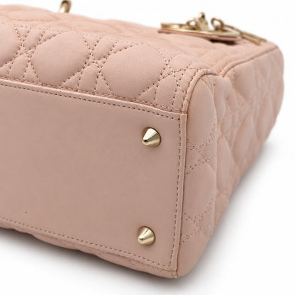 Dior Cannage Lambskin Medium Lady Dior Bag Pink GHW