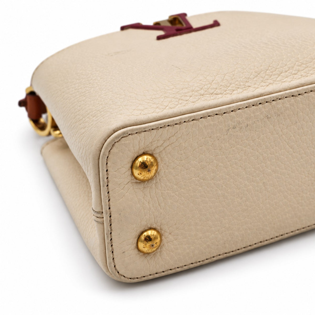Louis Vuitton Leather Capucines Bag Ivory Brown GHW