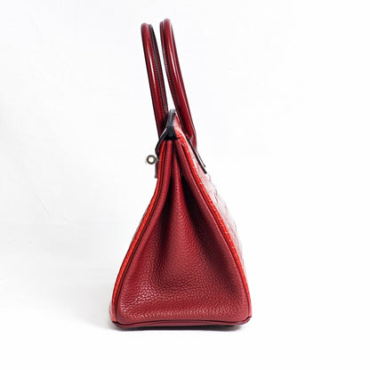Hermès Birkin 30 55 Rouge Togo & Matte Alligator, Palladium Hardware , R stamp in square, PHW