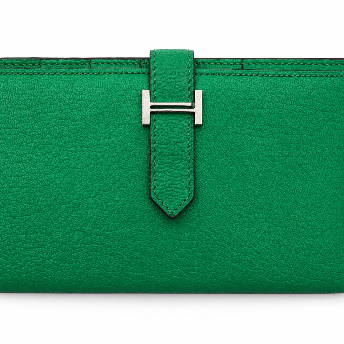 Hermès Leather Béarn Wallet Green SHW
