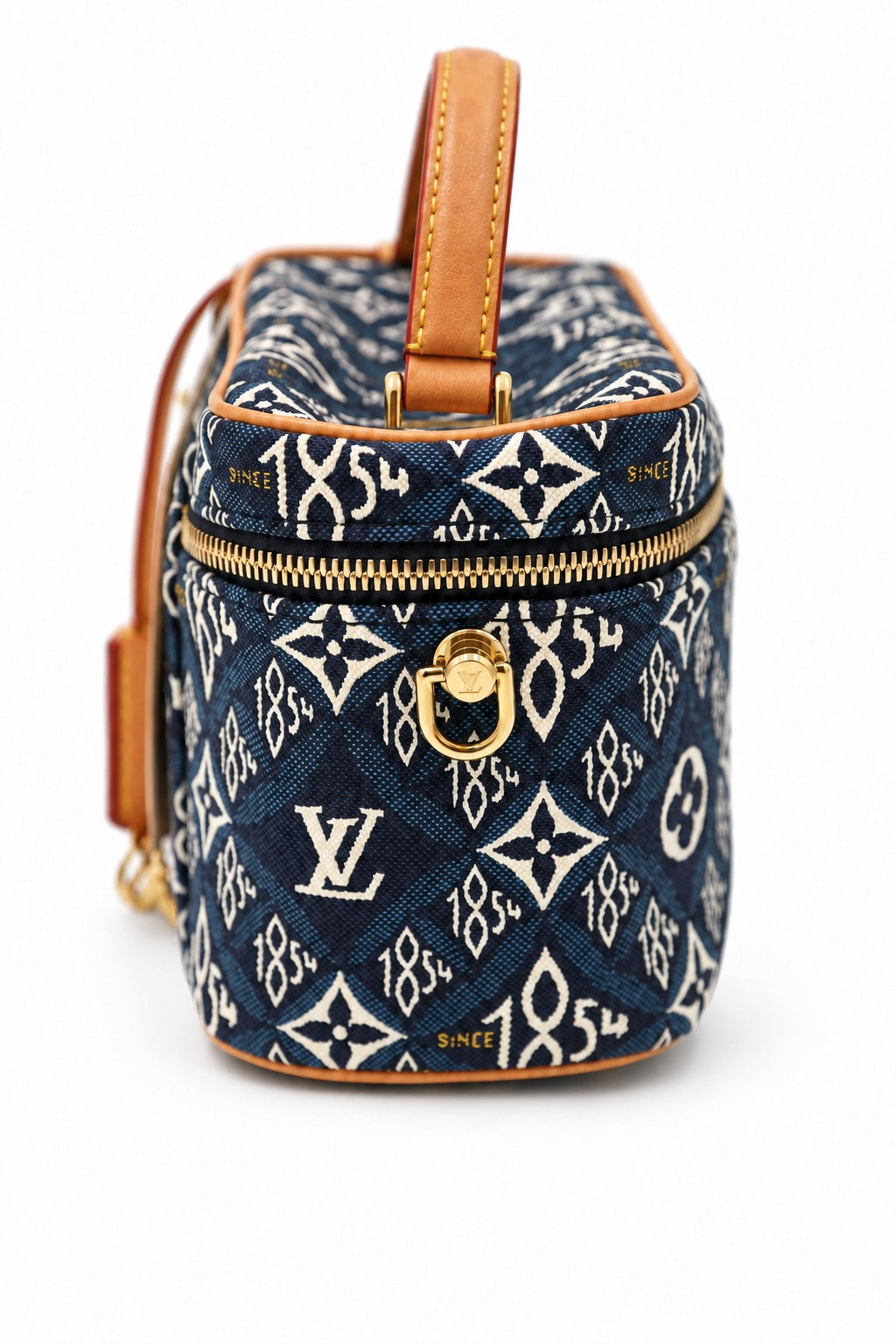 Louis Vuitton Monogram Denim Vanity Top Handle Bag Blue