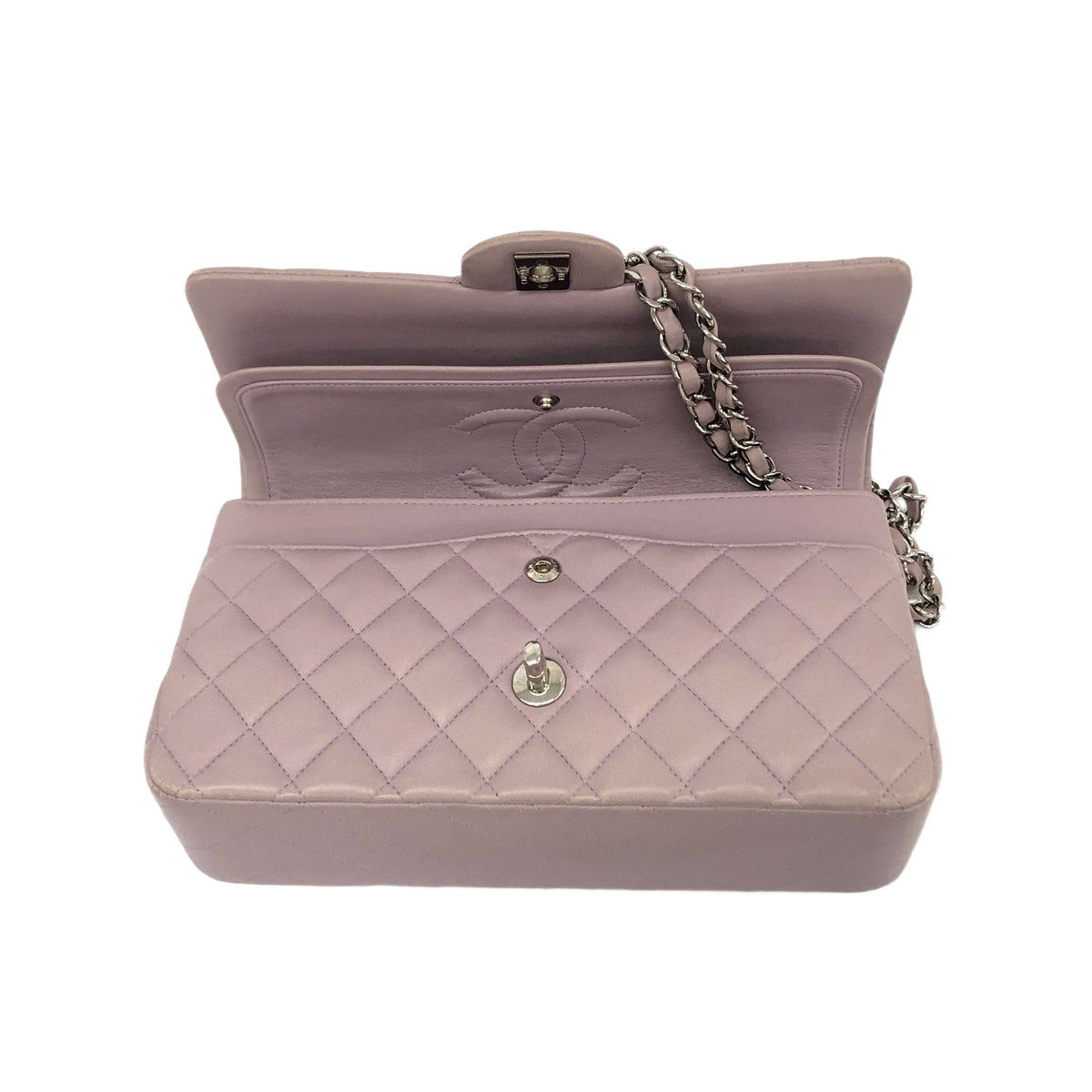 CHANEL Quilted W Flap Shoulder Bag