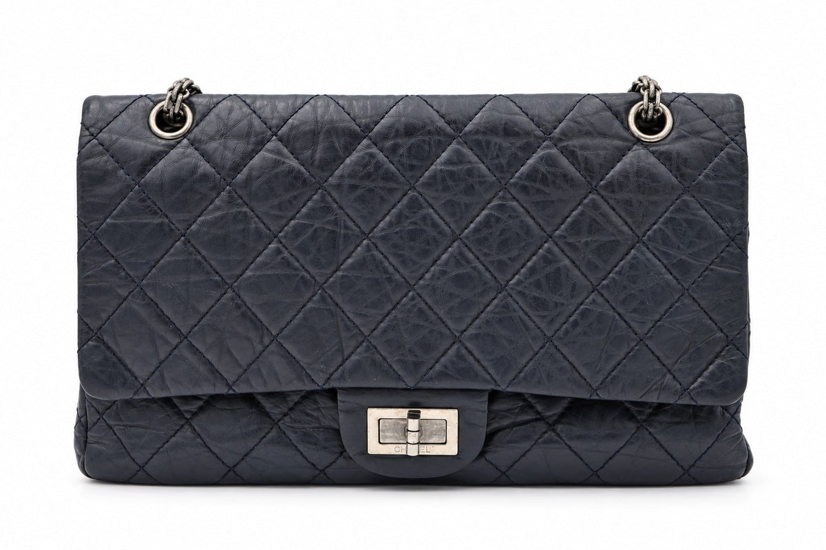 Chanel Quilted Leather Reissue 227 Double Flap Navy SHW