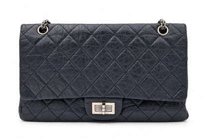 Chanel Quilted Leather Reissue 227 Double Flap Navy SHW