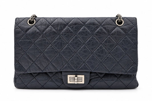 Chanel Quilted Leather Reissue 227 Double Flap Navy SHW