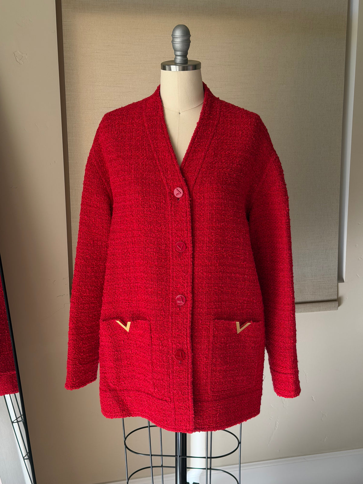 Valentino SS24 Chinese New Year Rosso Tweed Jacket, Skirt & Shorts Set
