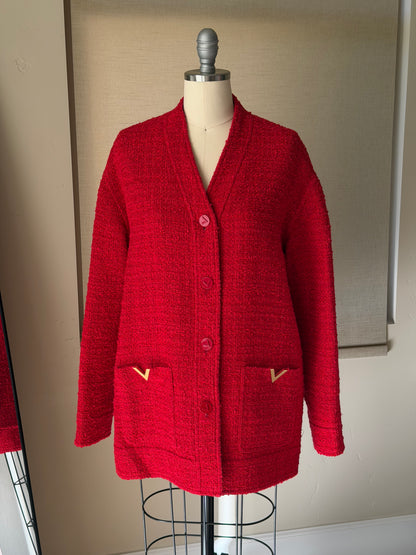 Valentino SS24 Chinese New Year Rosso Tweed Jacket, Skirt & Shorts Set