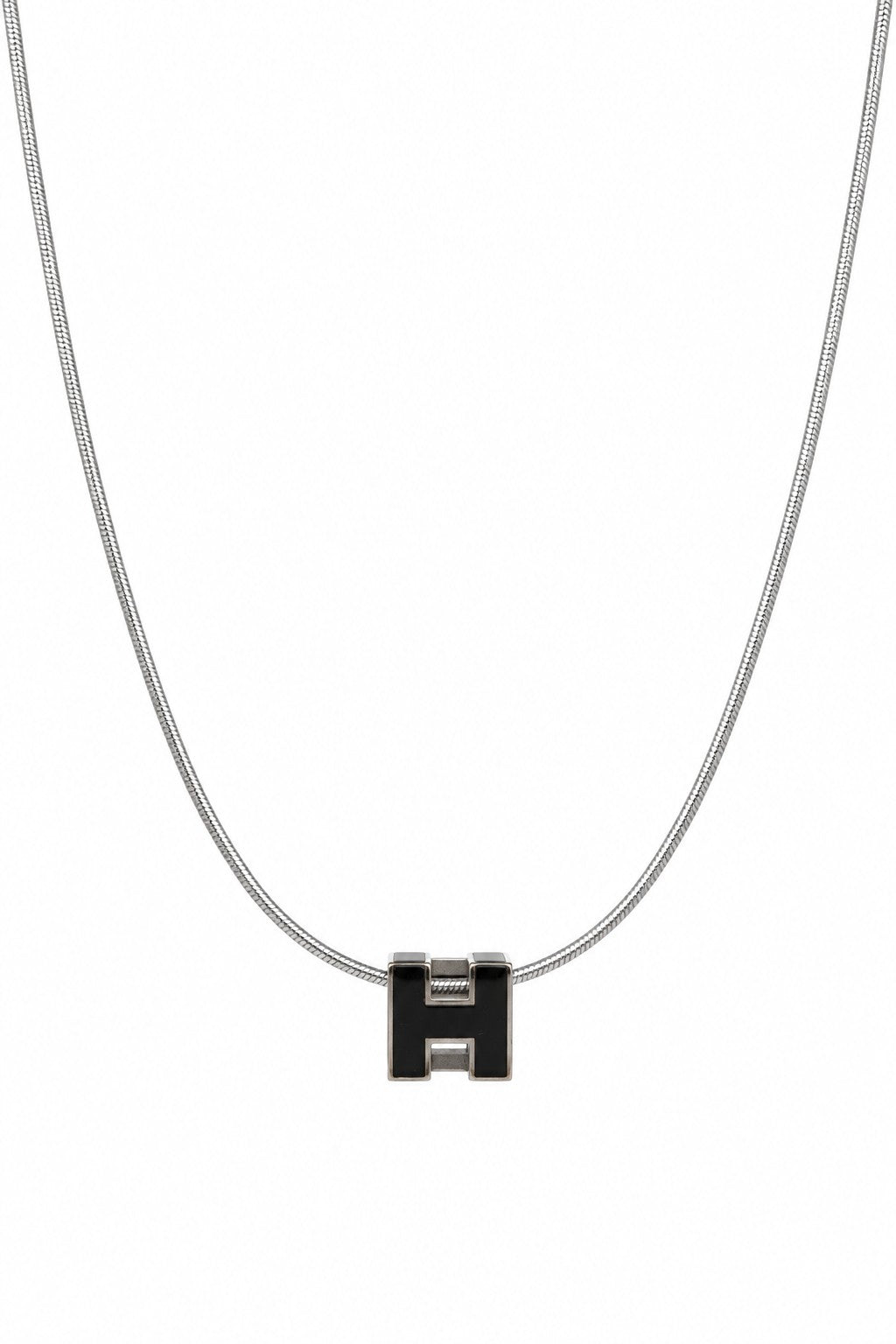 Hermès Pop H Pendant Necklace Black GHW