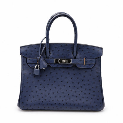 Hermès Birkin 30 Ostrich Bag Navy with Palladium Hardware