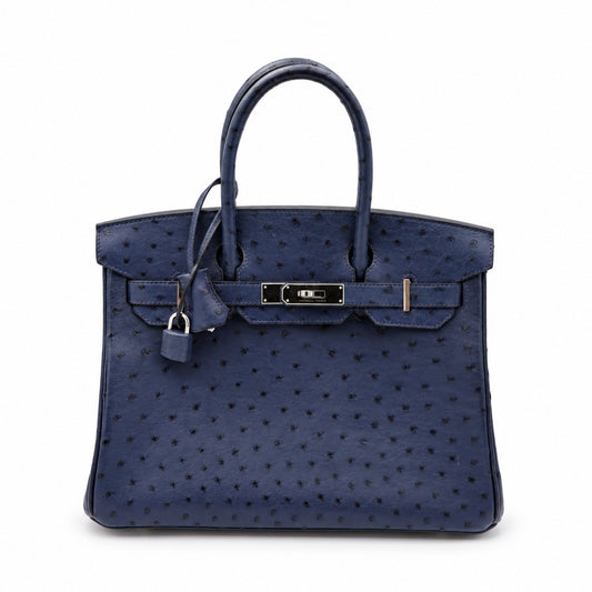Hermès Birkin 30 Ostrich Bag Navy with Palladium Hardware