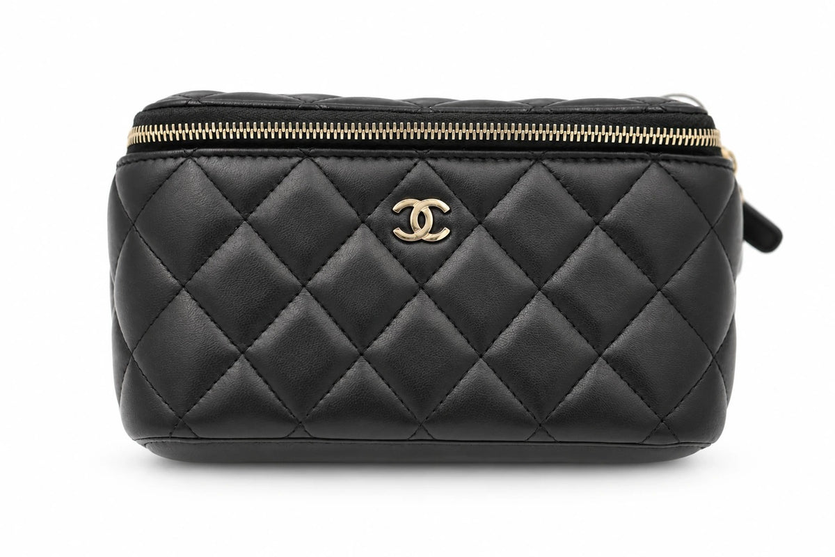 Chanel Quilted Leather Vanity Case Black