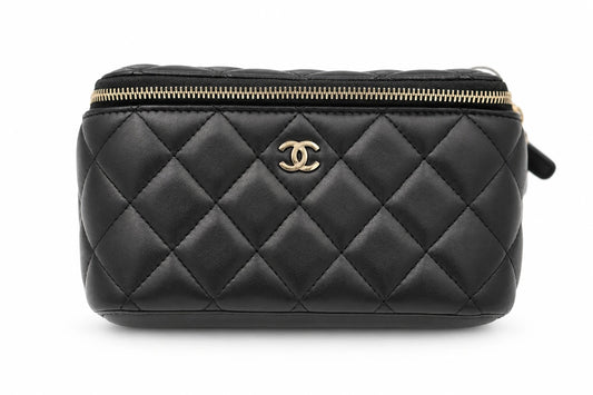 Chanel Quilted Leather Vanity Case Black