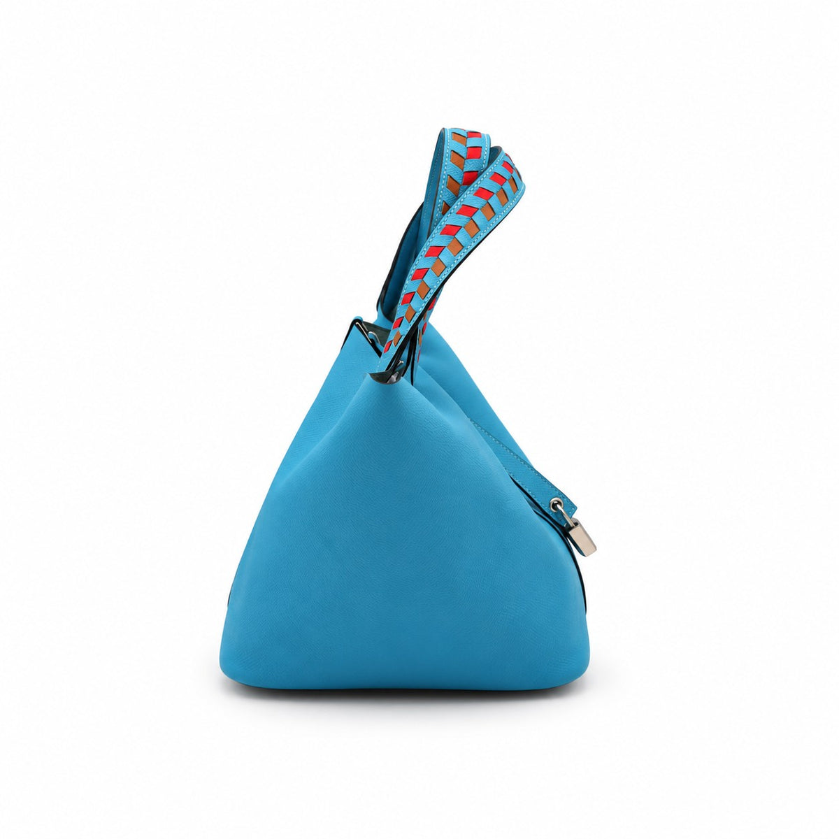 Hermès Leather Tressage de Cuir Picotin Lock 22 Bag Blue SHW