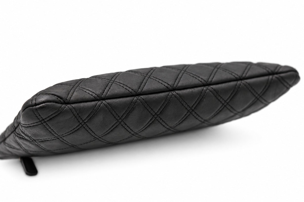 Chanel Quilted Caviar Leather O-Case Clutch Black