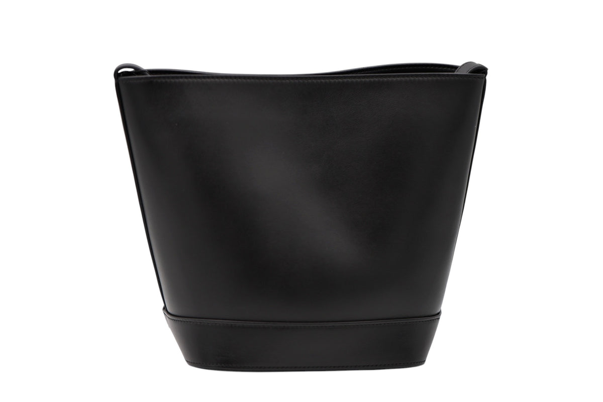 Celine Leather Triomphe Bucket Bag Black
