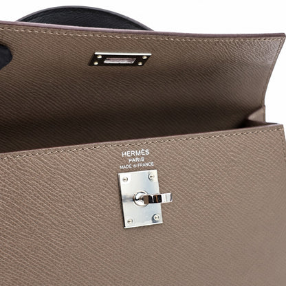 Hermès Kelly Sellier 25 Tri-color Etoupe, Ecorce, Black Epsom Palladium Hardware