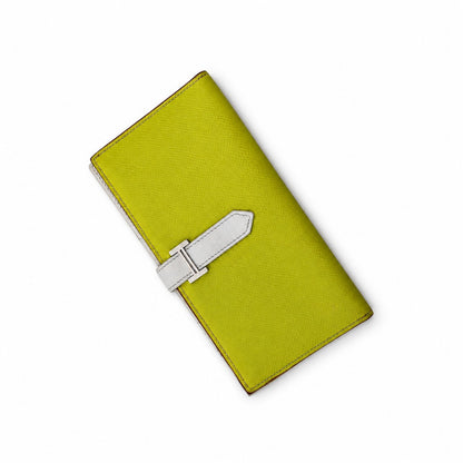 Hermès Leather Béarn Wallet Yellow White PHW
