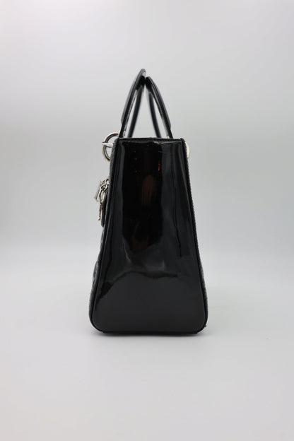Dior Medium  Lady Dior Black Patent Leather