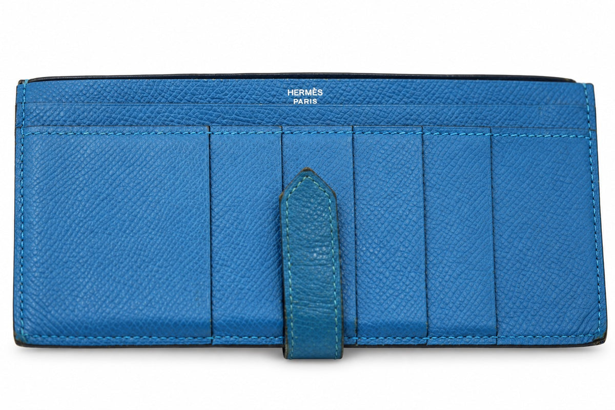 Hermès Epsom Bicolor Bearn Wallet Bleu Electrique Mykonos