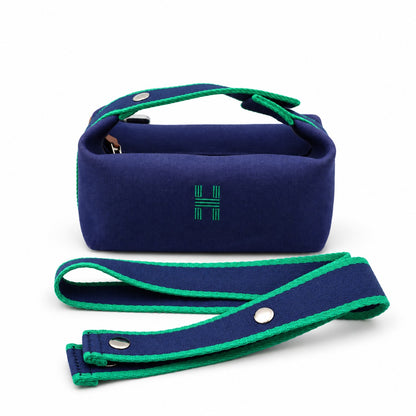 Hermès Canvas Bride-a-Brac PM Case Navy Multicolor PHW