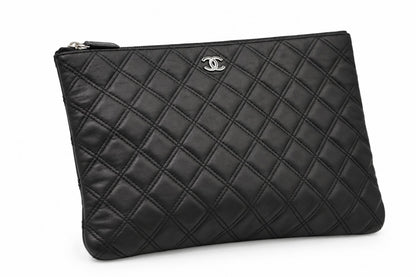 Chanel Quilted Caviar Leather O-Case Clutch Black