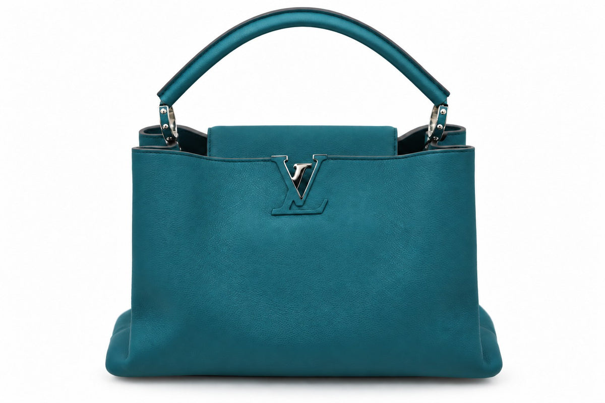 Louis Vuitton Capucines Bag Leather MM Blue GHW