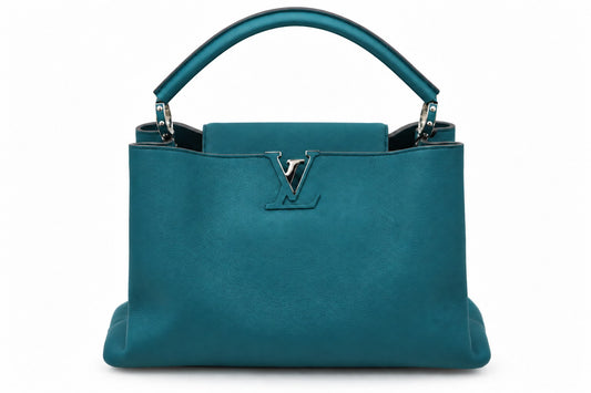 Louis Vuitton Capucines Bag Leather MM Blue GHW