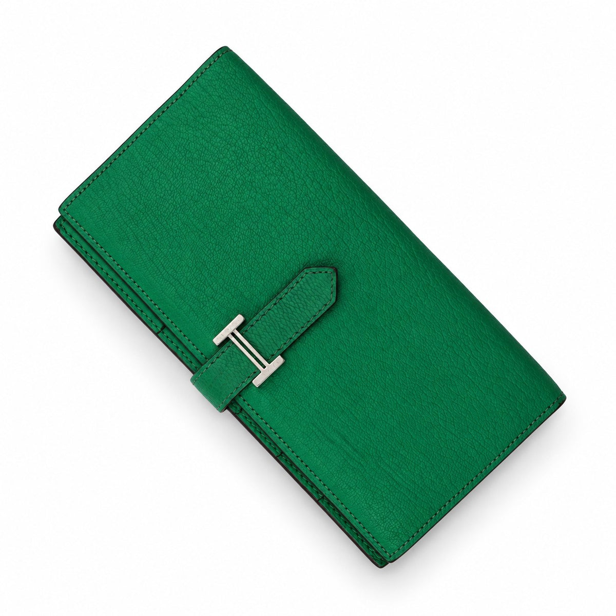Hermès Leather Béarn Wallet Green SHW