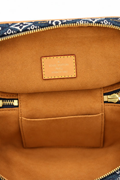 Louis Vuitton Monogram Denim Vanity Top Handle Bag Blue