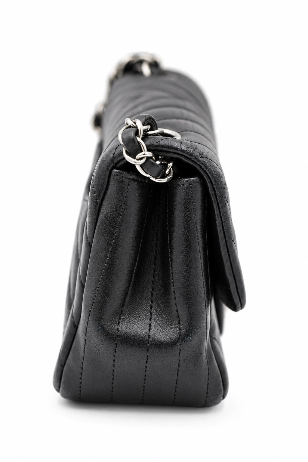 Chanel Chevron Quilted Leather Flap Bag Black SHW