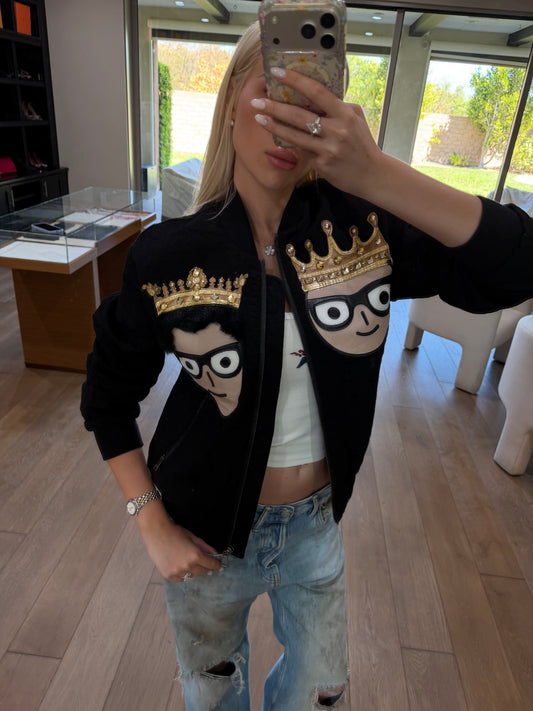 Dolce & Gabbana Black Crown Portrait Jacket
