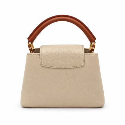 Louis Vuitton Leather Capucines Bag Ivory Brown GHW