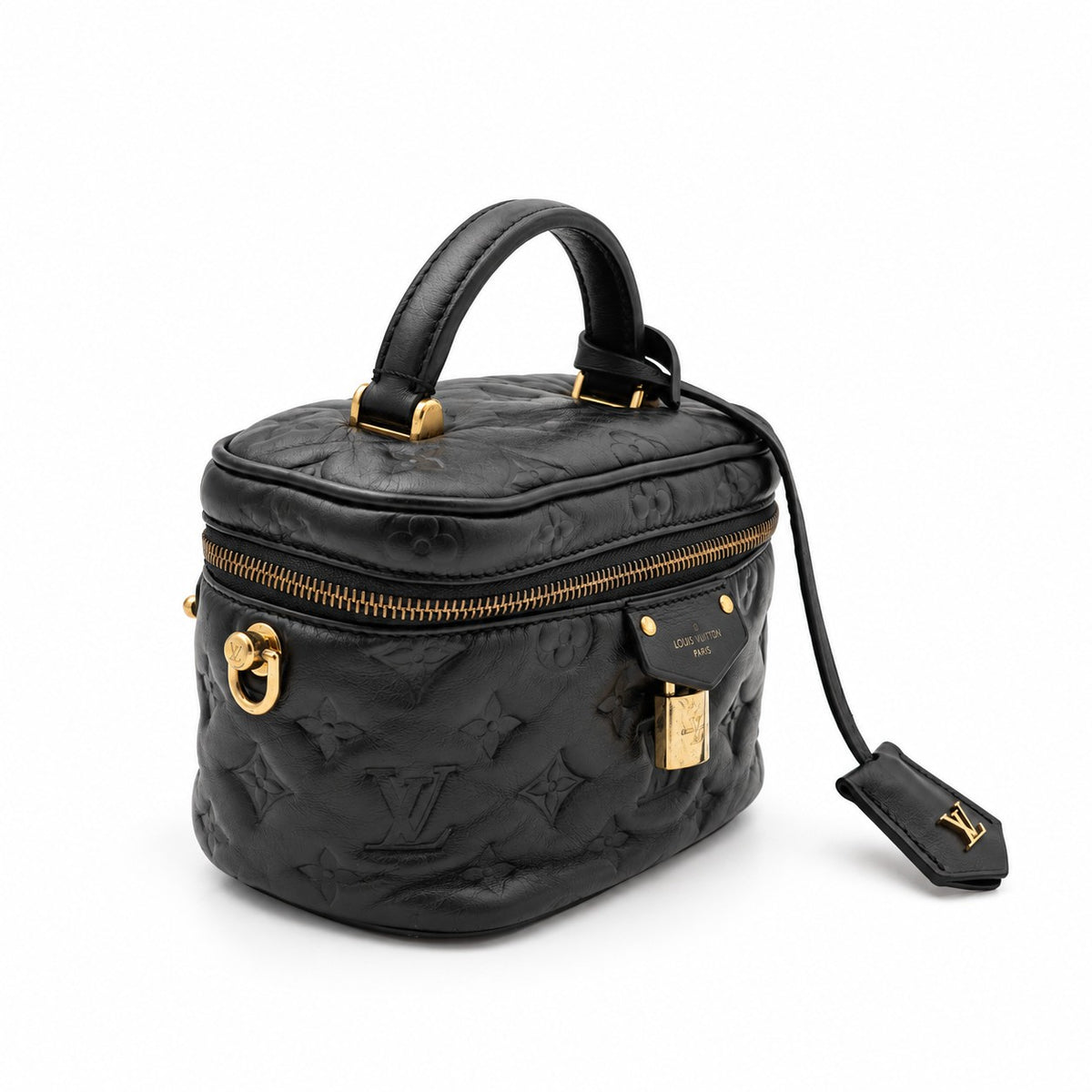 Louis Vuitton Monogram Embossed Leather Vanity NV PM Bag Black GHW