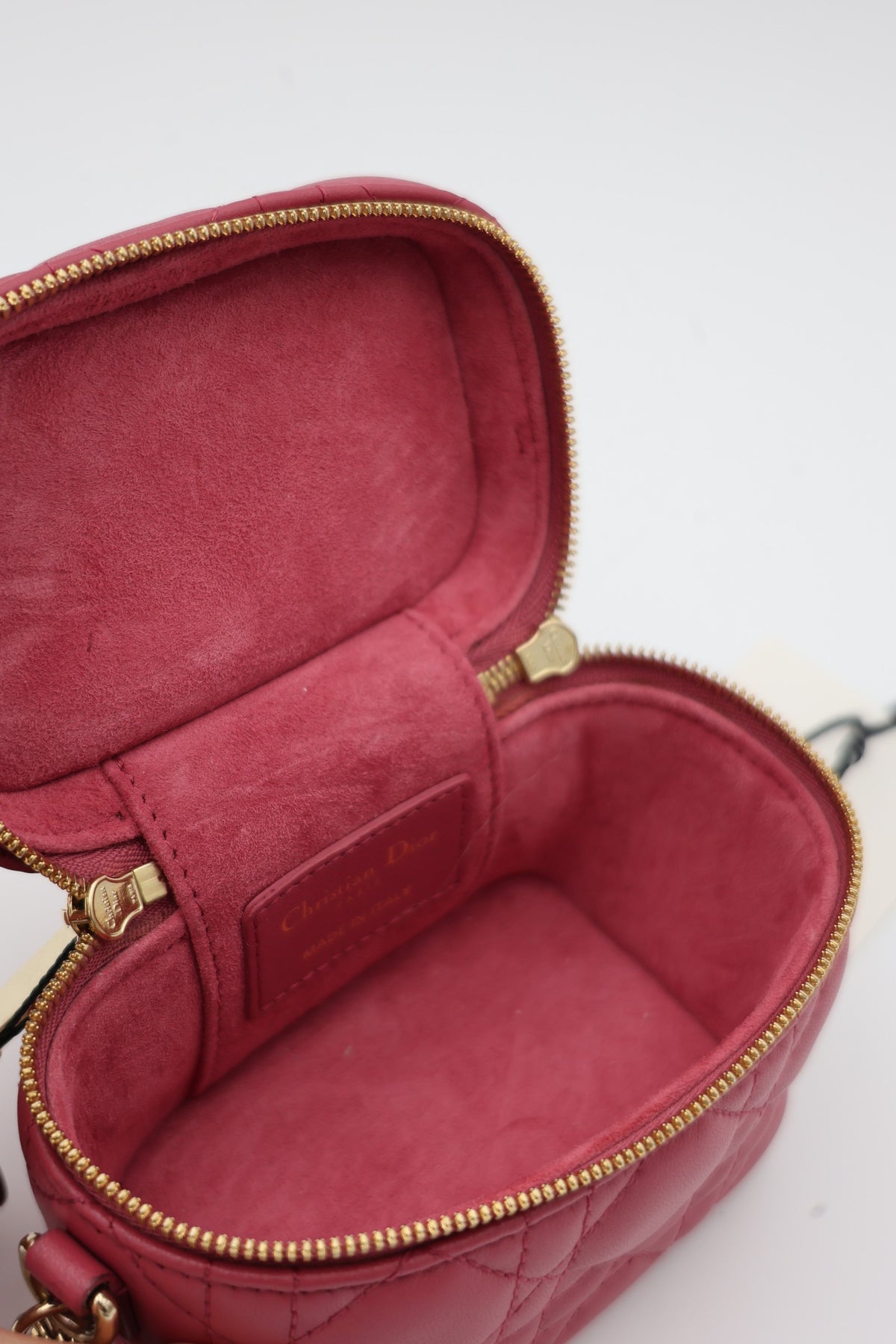 Dior Cannage Lambskin Lady Dior Micro Vanity Case Burgundy SHW