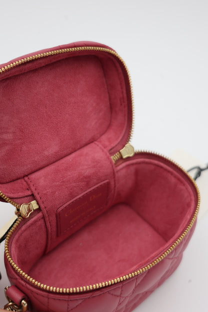 Dior Cannage Lambskin Lady Dior Micro Vanity Case Burgundy SHW