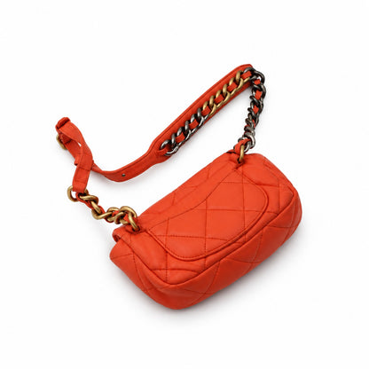 Chanel 19 Orange Quilted Chain Belt Bag