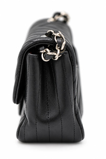 Chanel Chevron Quilted Leather Flap Bag Black SHW