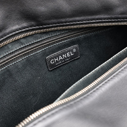 Chanel Quilted Lambskin Chain Shoulder Tote Black SHW