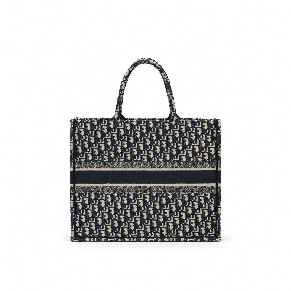 Dior Oblique Canvas Large Book Tote Bag Navy Beige
