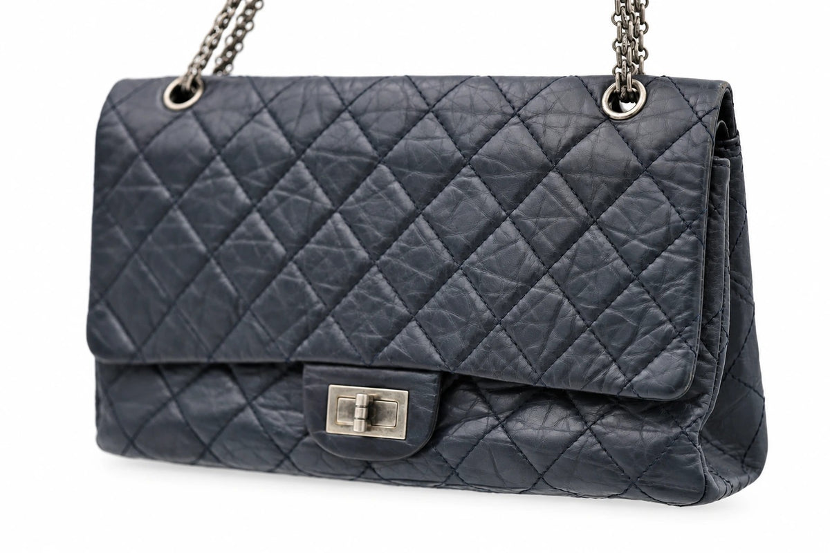 Chanel Quilted Leather Reissue 227 Double Flap Navy SHW