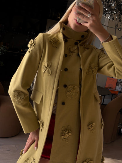 Valentino Limited Edition Avocado Floral Wool Coat
